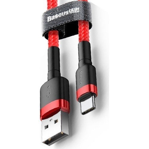 Baseus Cafule USB to Type-C 3A 0.5M Powerbank, Hızlı Şarj ve Data Kablosu CATKLF-A09 Kırmızı