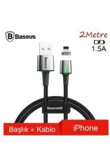 Zinc Magnetic Usb Lightning Iphone Kablo 2m Siyah 1.5amper Hızlı Şarj Calxc-b01