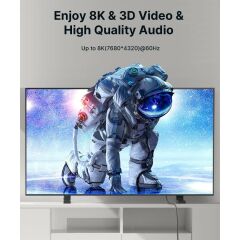 Jsaux 8k UHD Uzun HDMI Kablosu 48GBPS Yüksek Hızlı HDMI 2.1 Örgülü Oyuncu Kablo 4K 120Hz 144Hz 8k 60Hz Dinamik Hdr Dts:x 1080P 3D Earc Dizüstü Bilgisayar UHD Tv Oyun Monitörü Ps5 Ps4 Uyumlu CV0011