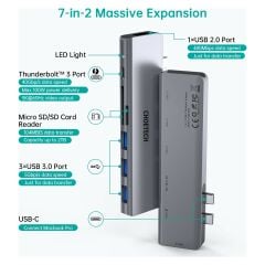 Choetech 7 In 1 Type C Çevirici Macbook Çoklayacı Adaptör Gri M23