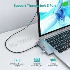 Choetech 7 In 1 Type C Çevirici Macbook Çoklayacı Adaptör Gri M23