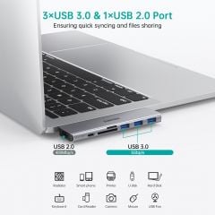Choetech 7 In 1 Type C Çevirici Macbook Çoklayacı Adaptör Gri M23