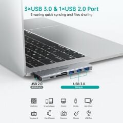 Choetech 7 In 1 Type C Çevirici Macbook Çoklayacı Adaptör Gri M23