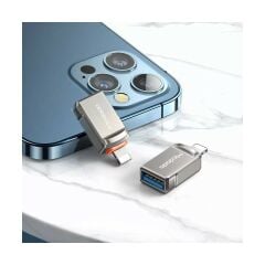 Mcdodo Ot-8600 Usb'Den Lightning'E Dönüştürücü Soket-Gri