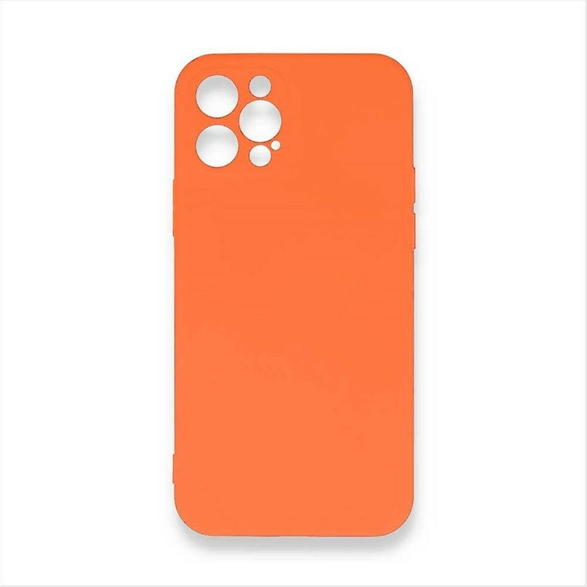 Premium Serisi Apple iPhone 12 Pro Uyumlu Lansman Kılıf Turuncu Soft Silikon