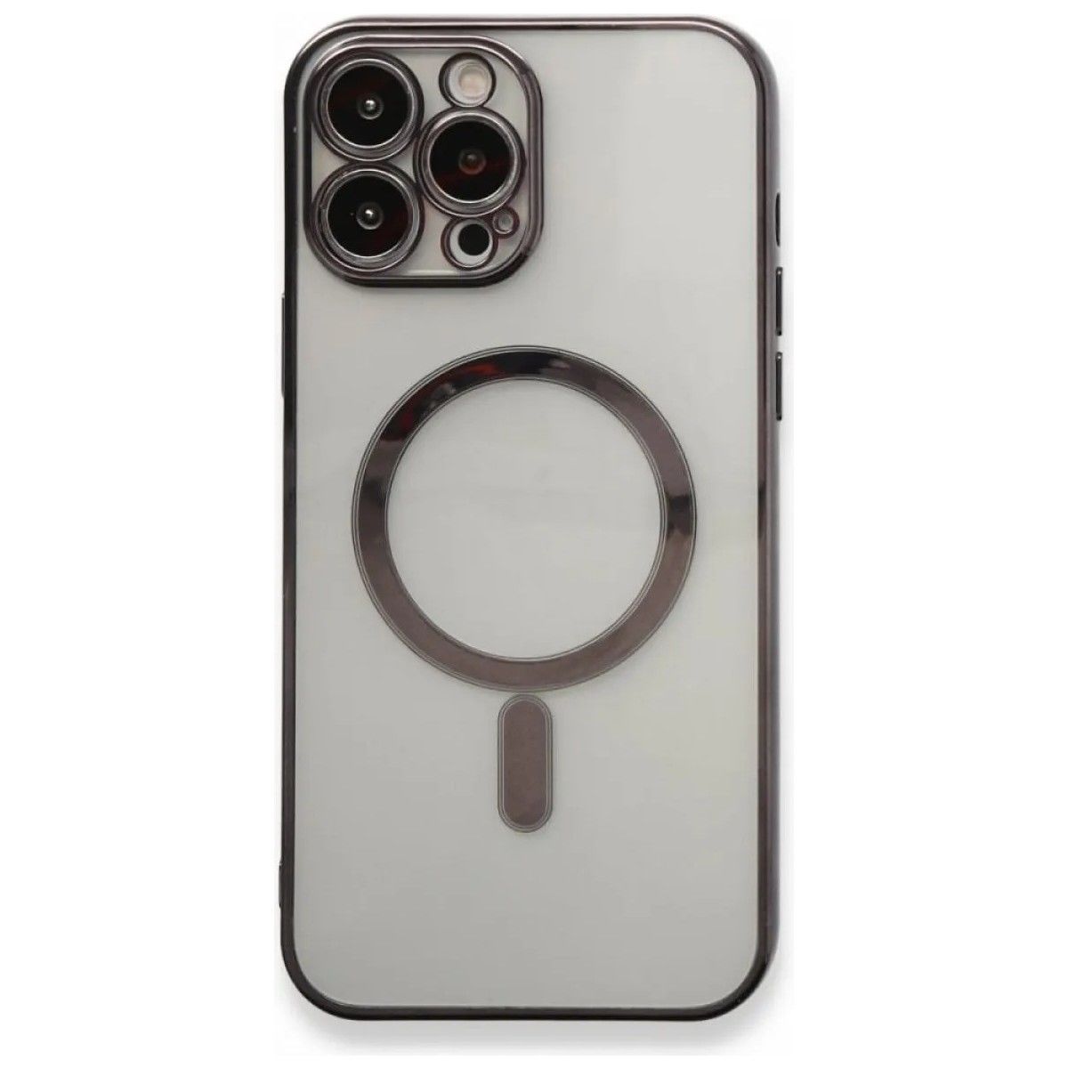 Adaman iPhone 12 Pro Max Kılıf Magsafe Uyumlu Lazer Silikon Kılıf - Siyah