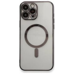 Adaman iPhone 12 Pro Max Kılıf Magsafe Uyumlu Lazer Silikon Kılıf - Siyah