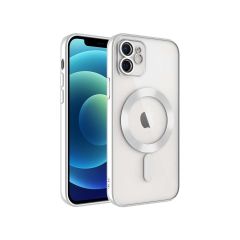 Adaman iPhone 12 Kılıf Magsafe Uyumlu Lazer Silikon Kılıf - Gri