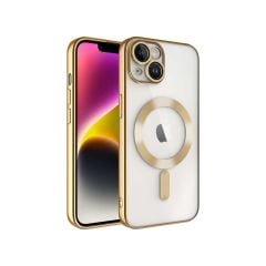 Adaman iPhone 14 Kılıf Magsafe Uyumlu Lazer Silikon Kılıf - Gold