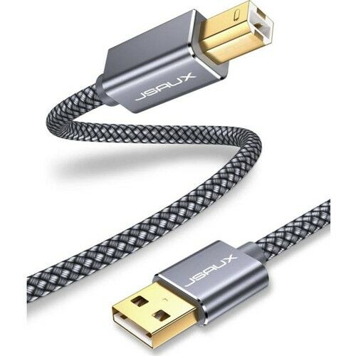 Jsaux Yazıcı Kablosut USB Yazıcı Kablosu 2.0 Type-A To Usb- B Kablo Disk Tarayıcı Kablosu Yüksek Hızlı Hp, Canon, Dell, Epson, Lexmark, Xerox, Samsung ve Daha Fazlası ile Uyumlu Gri Cc0026