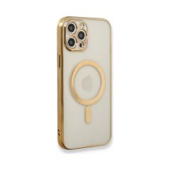 Adaman iPhone 13 Pro Max Kılıf Magsafe Uyumlu Lazer Silikon Kılıf - Gold