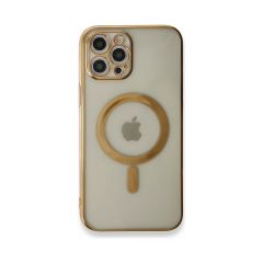 Adaman iPhone 13 Pro Max Kılıf Magsafe Uyumlu Lazer Silikon Kılıf - Gold
