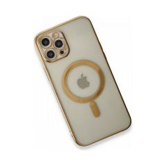 Adaman iPhone 13 Pro Max Kılıf Magsafe Uyumlu Lazer Silikon Kılıf - Gold