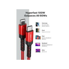 Jsaux Usb C - Usb C Kablosu 100WATT 5 Amper Type-C Süper Hızlı Şarj ve Data Kablosu CC00202K1