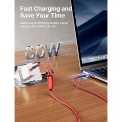 Jsaux 60 Watt 2 Metre USB C Kablosu Type-C ve USB Den Usb-C'ye Hızlı Şarj Data iPhone 16/15 Usbc Kablosu iPhone 16 Plus/16 Pro/16 Pro Max, iPhone 15/samsung Serisi, Ipad, MacBook ile Uyumlu CC0045