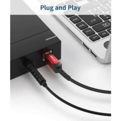 Jsaux  Usb-A To Usb-B 3.0 2 Metre USB 3.0 Type-B Yazıcı Kablosu Yüksek Akım Kablosu Örgülü Bağlantı Istasyonu, Harici Sabit Sürücüler, Tarayıcı, Yazıcı ve Daha Fazlasıyla Uyumlu CD0007 Kırmızı