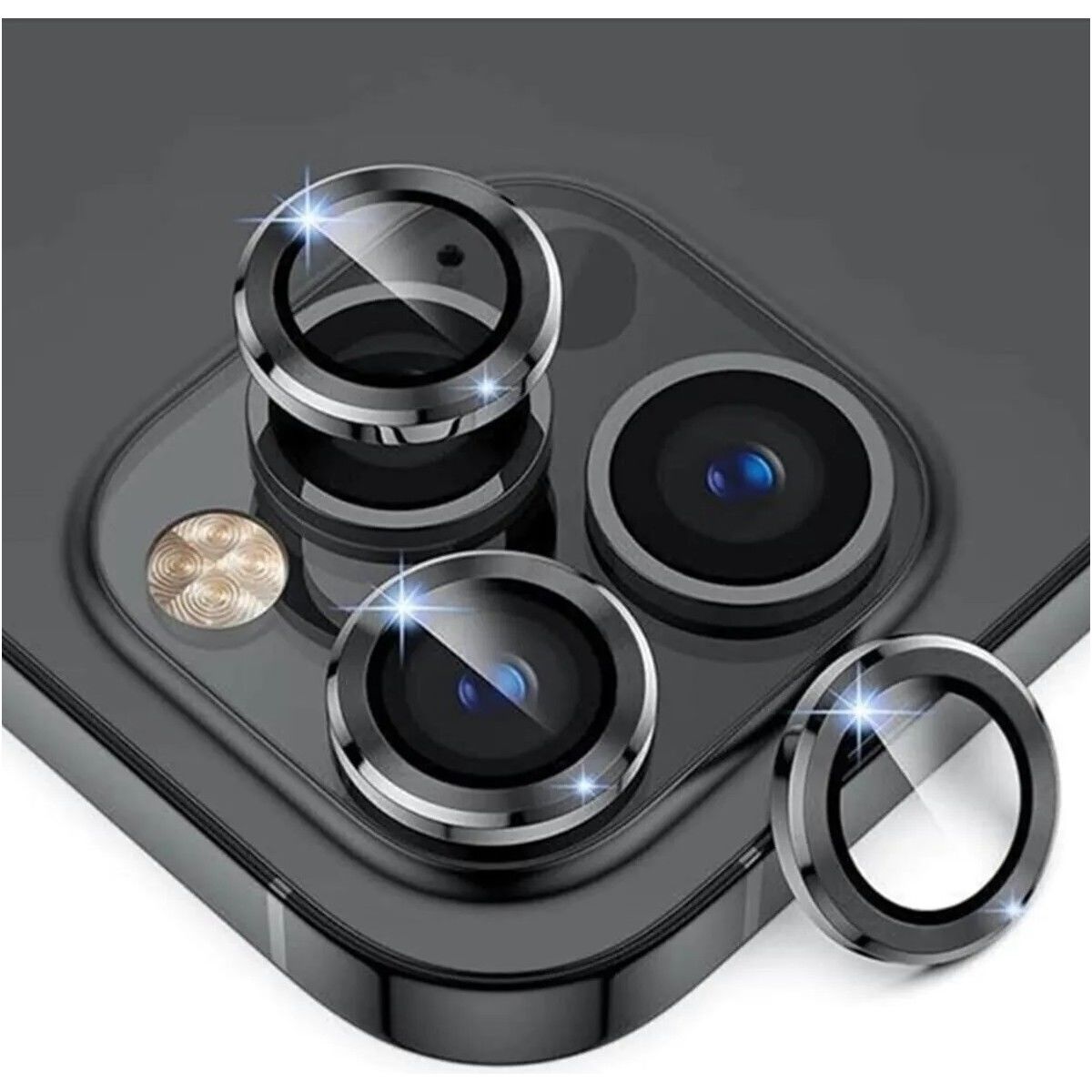 Adaman iPhone Uyumlu 12 Pro Uyumlu Kamera Mercek Lens Koruyucu SİYAH