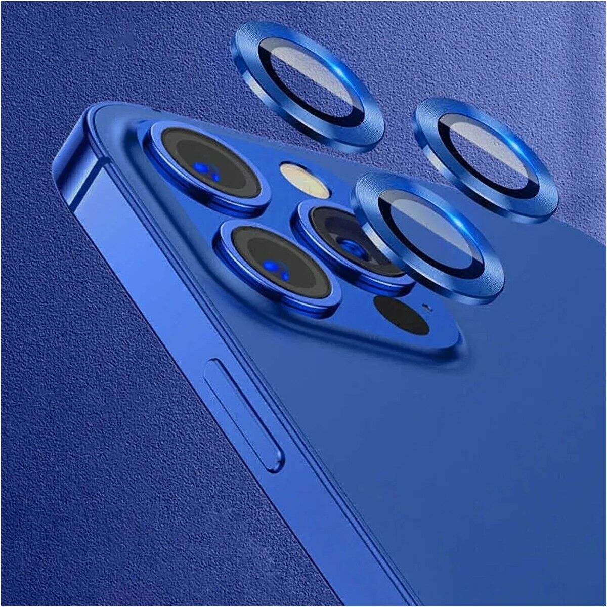 Adaman iPhone 12 pro ve iphone 12 Uyumlu Kamera Mercek düşmeye suya çizilmeye dayanıklı Lens Için Koruyucu - MAVİ