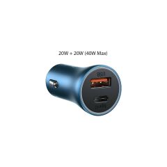 Baseus Golden Contactor Pro 40W USB Type-C Dual Hızlı Araç Şarj Başlık + Type-C To Lightning iPhone Uyumlu Tzccjd-03