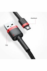 Cafule Micro Usb 0.50 Kısa 2.4a Hızlı Şarj Halat Usb Kablo - Siyah,gri