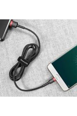 Cafule Micro Usb 0.50 Kısa 2.4a Hızlı Şarj Halat Usb Kablo - Siyah,gri