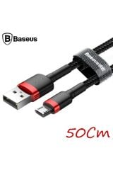 Cafule Micro Usb 0.50 Kısa 2.4a Hızlı Şarj Halat Usb Kablo - Siyah