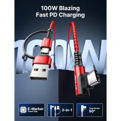 Jsaux Usb C Kablo 100W 3 Metre Hızlı Dik Açılı CC0052