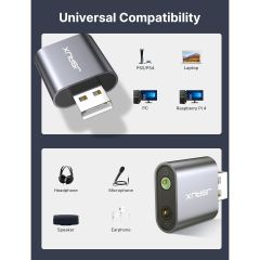 Jsaux DM0003 Harici Ses Kartı Için Usb-A'dan 3,5 Mm'ye Çevirici Mikrofon ve Ses Adaptör
