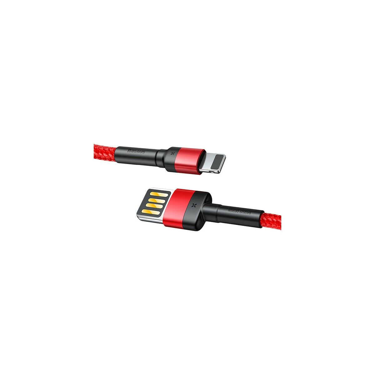 Baseus Special Edition iPhone Uyumlu Usb Girişi Çift Taraflı Kullanılabilir Tasarımlı 2.4A 1M Hızlı Şarj Data Kablo - Kırmızı ip- 12 13 14 uyumlu