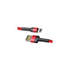 Baseus Special Edition iPhone Uyumlu Usb Girişi Çift Taraflı Kullanılabilir Tasarımlı 2.4A 1M Hızlı Şarj Data Kablo - Kırmızı ip- 12 13 14 uyumlu