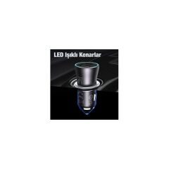 Baseus LED Işıklı Dual 60W Ultra Hızlı Araç Şarjı Type-C+ USB Araç Çakmaklık Şarjı