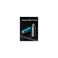 Baseus LED Işıklı Dual 60W Ultra Hızlı Araç Şarjı Type-C+ USB Araç Çakmaklık Şarjı