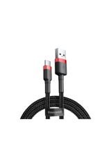 Cafule Cable 2a Type-c Şarj Kablosu Kırmızı Siyah 2m Catklf-c91
