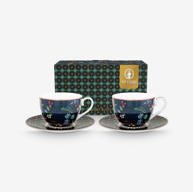 Mavi Porselen Çay Fincan Seti 280 Ml Berry Blues Collection by Pip Studio