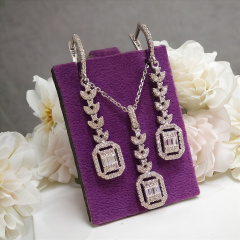BAGETY TAŞLI Gümüş KOLYE KÜPE SET