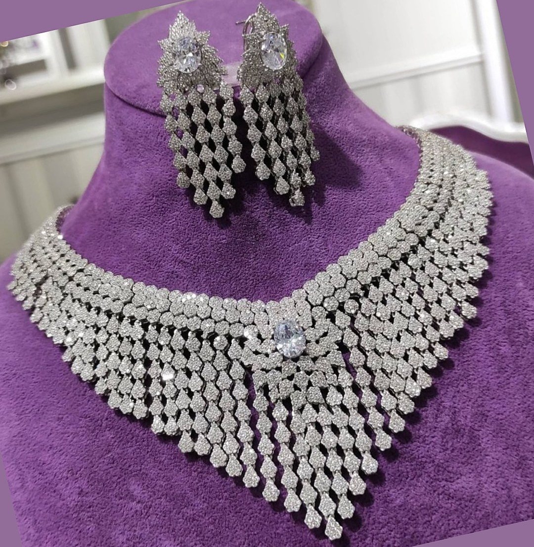 Swarovski Taşlı Altın Kaplamalı Gümüş Set