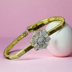 Bagety Swarovski Taşlı Altın kaplamalı Gümüş Bileklik