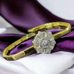 Bagety Swarovski Taşlı Altın kaplamalı Gümüş Bileklik