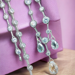Swarovski Damla Taşlı Tek Tasarım İthal Gümüş Kolye
