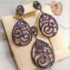 AMETİST TAŞLI TASARIM GÜMÜŞ SET