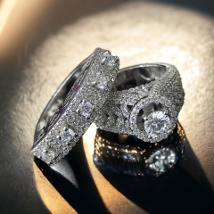 Swarovski Taşlı, Altın kaplamalı Gümüş Yüzük Set