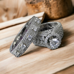 Swarovski Taşlı, Altın kaplamalı Gümüş Yüzük Set
