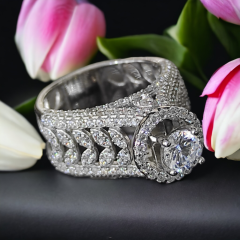 Swarovski Taşlı, Altın kaplamalı Gümüş Yüzük Set