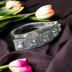 Swarovski Taşlı, Altın kaplamalı Gümüş Yüzük Set