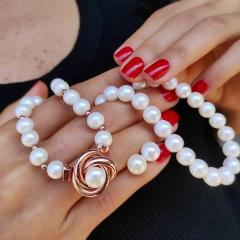 HAKİKİ İNCİ ALTIN KAPLAMALI  GÜMÜŞ SET