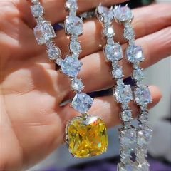 Sitrin Ve Mozanit Taşlı İthal Altın Kaplamalı Gümüş Gerdanlık