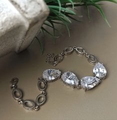 SWAROVSKİ TAŞLI, ALTIN KAPLAMALI İTHAL BİLEKLİK