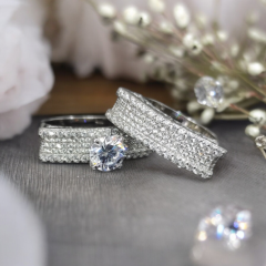 Swarovski Taşlı Altın kaplamalı Gümüş Yüzük Set