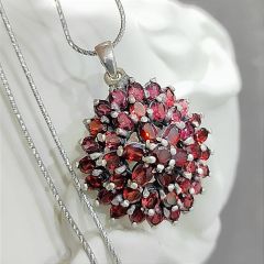 GRANAT TAŞLI İthal GÜMÜŞ KOLYE