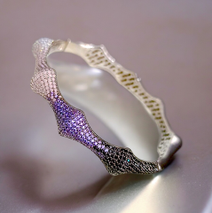 Swarovski renkli Taşlı İthal Altın kaplamalı Gümüş kelepçe Bilezik